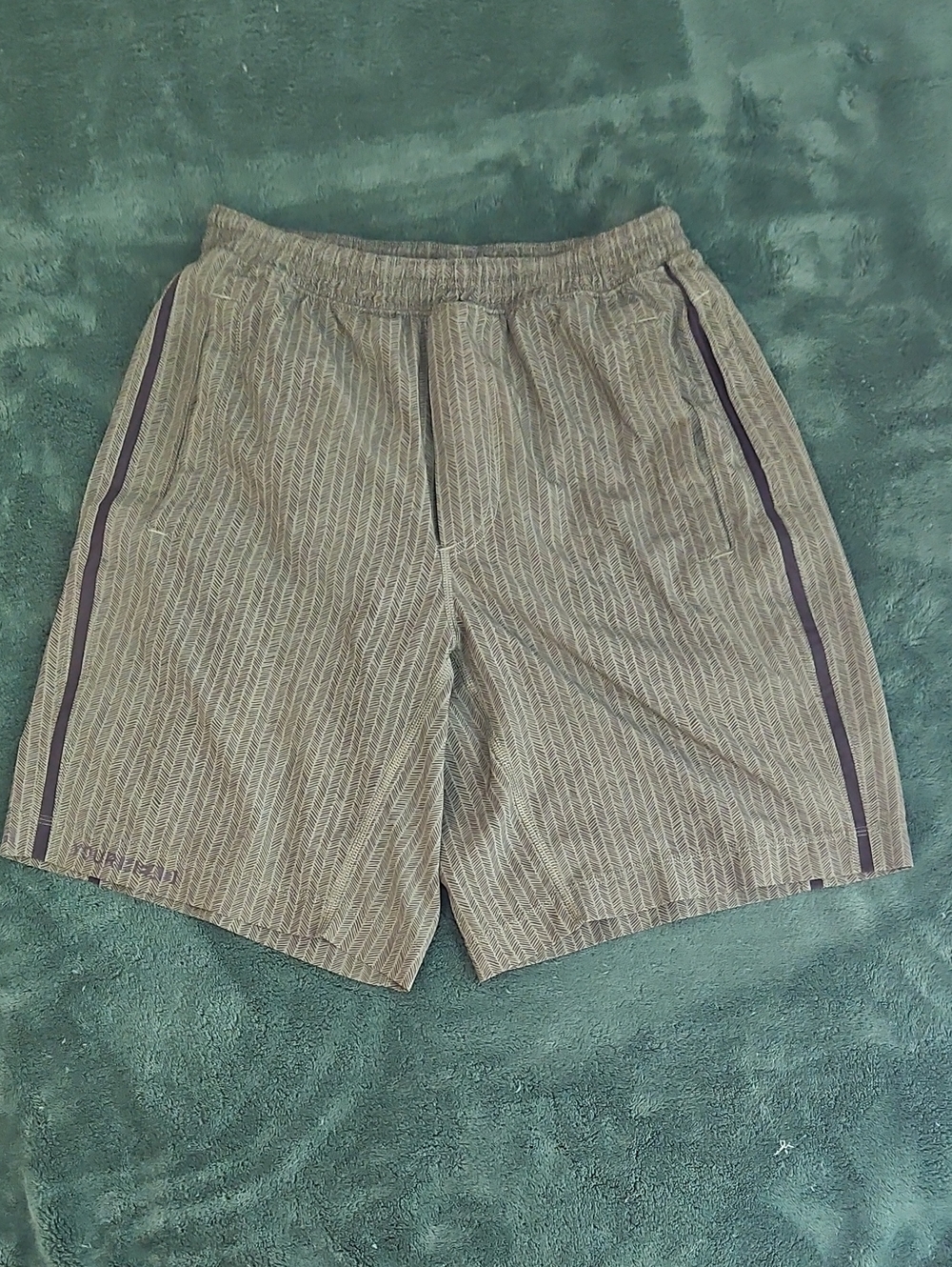 Lululemon Men's Athletic Pinstripe Shorts - Green Boxer Brief Liner M